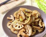 蓮根としいたけのにんにく醤油炒め作り方4写真