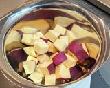 みそバター風味のサツマイモごはん作り方1写真