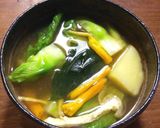 金針菜、椎茸、小松菜、揚げのお味噌汁作り方8写真