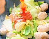 丸めた肉にチーズがIN・味噌ケチャ炒め物作り方8写真