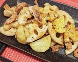 蓮根とじゃがいもと豚こまの胡麻ドレ炒め作り方9写真