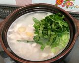 アジアン粥☆旨塩鶏胸肉と小松菜の中華粥作り方3写真