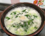 アジアン粥☆旨塩鶏胸肉と小松菜の中華粥作り方5写真