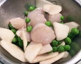 桜エビ　生ホタテ貝柱　かぶ　あんかけ作り方3写真