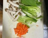 青梗菜の鶏ガラガーリック黒酢あん作り方1写真