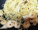 出汁が美味しい。えびときのこの和風パスタ作り方5写真