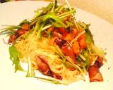ほたるいかと水菜のトマト冷製パスタ作り方5写真