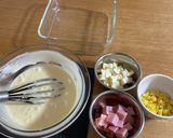 レンジで簡単！ハムチーズコーンの蒸しパン作り方1写真