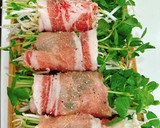 焼肉の生だれで作る　豚肉の豆苗もやし巻き作り方5写真