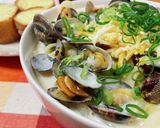 活アサリのクラムチャウダースープパスタ作り方8写真