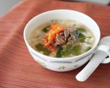 牛こまでリッチ。アジアンわかめスープ粥作り方5写真