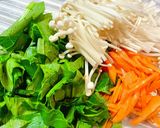 食育☆えのき＊野菜と海苔でナムル☆作り方1写真