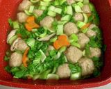 チンゲン菜と肉団子のスープ煮♪作り方3写真