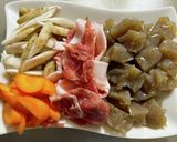 こんにゃくたっぷり豚こまと根菜の煮物作り方1写真