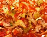 鶏モモ肉とキャベツ舞茸のトマト煮作り方4写真