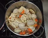 肉団子と蓮根牛蒡人参の煮物♪皮膚病に簡単作り方12写真