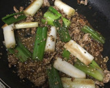 ☆長ネギが主役！ひき肉甘味噌しょうゆ炒め作り方7写真