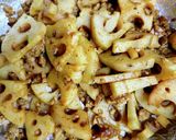 レンコンであと1品！挽肉入りカレー炒め作り方5写真