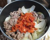 三枚肉と玉ねぎとモヤシの炒めキムチうどん作り方4写真