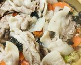 鍋の素活用●豚肉の白菜＆根菜あっさり鍋作り方3写真