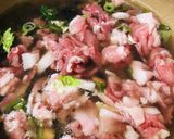 鍋の〆●豆腐と豚肉の豚玉雑炊作り方1写真