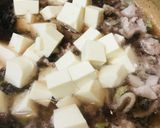 鍋の〆●豆腐と豚肉の豚玉雑炊作り方2写真
