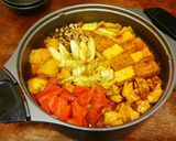 お肉に野菜にきのこたっぷり！和風カレー鍋作り方10写真