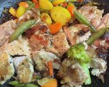野菜と鶏のバジルハーブ焼き作り方3写真