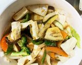 肉無豆腐簡単きな粉オイスター味野菜炒め作り方15写真