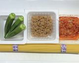 相葉マナブ☆オクラとキムチと納豆のパスタ作り方1写真