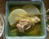 鶏肉手羽元と大根白ネギの煮物作り方6写真