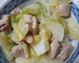 簡単★鶏むね肉とキャベツの蒸し焼き丼作り方5写真