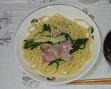 春菊とベーコンのパスタ作り方6写真