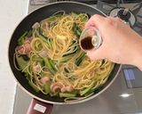 小松菜とベーコンのワンフライパンパスタ作り方4写真