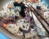 レンコンと牛こま肉の味噌炒め作り方3写真