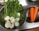 【保育園給食】かぶと竹輪のみそ汁作り方1写真