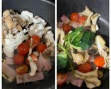 ワンパン☆白だし!舞茸とトマトの和風スパ作り方3写真
