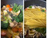 ワンパン☆白だし!舞茸とトマトの和風スパ作り方4写真