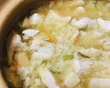 鍋の〆●鶏肉＆ねぎたっぷりの玉子雑炊作り方1写真