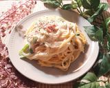 えびしぐれと小松菜のクリームパスタ作り方6写真