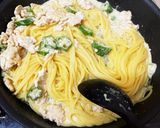オクラと鶏肉のクリームパスタ作り方4写真