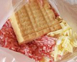 卵なし☆前日に☆チーズつくね弁当☆ひき肉作り方1写真