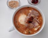 きな粉で味変。サムギョプサル風アジアン粥作り方6写真
