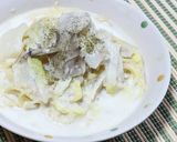 玉ねぎ麹で!白菜&舞茸ミルクスープパスタ作り方9写真