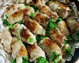 レンコン春菊を豚こまで肉巻作り方4写真