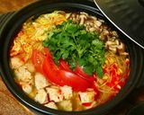 鶏胸肉に野菜にきのこたっぷりハリッサ鍋作り方8写真