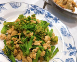 菜の花とひき肉のからし炒め♪作り方6写真