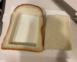 冷凍食パンでくり抜きハム卵チーズトースト作り方3写真