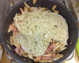 キノコ入りカルボナーラうどん作り方4写真