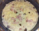 キノコ入りカルボナーラうどん作り方8写真